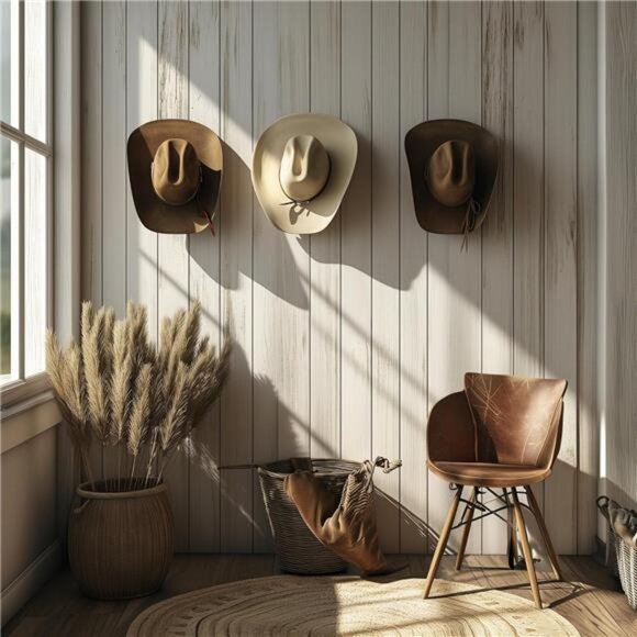 Adhesive Hat Hooks for Wall (6-Pack) - Cowboy Hat Rack, Wide Brim Hat - Picture 6 of 7